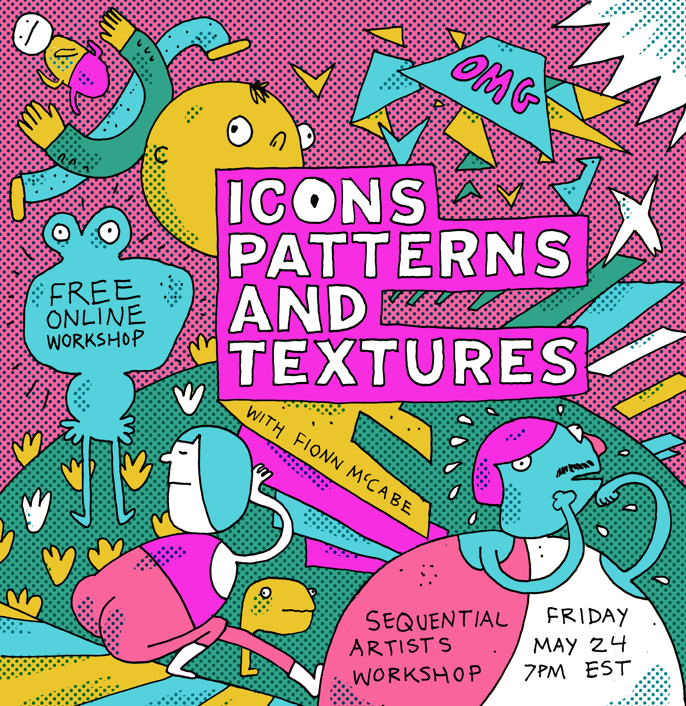 "Free online workshop: Icons Patterns and Textures with Fionn McCabe, Sequential Artists Workshop, Friday May 24 7pm EST"