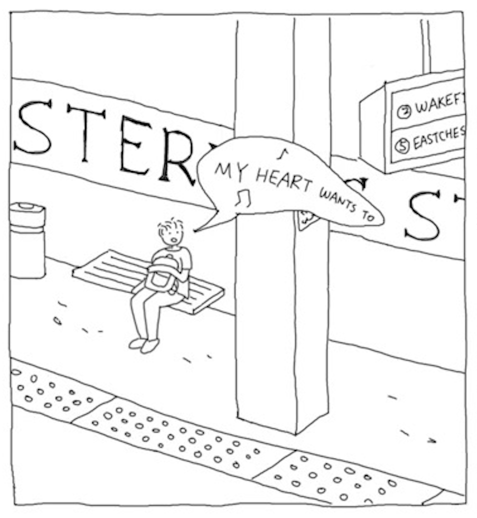 The subway has passed, and the singer trails off, â€œMy heart wants toâ€