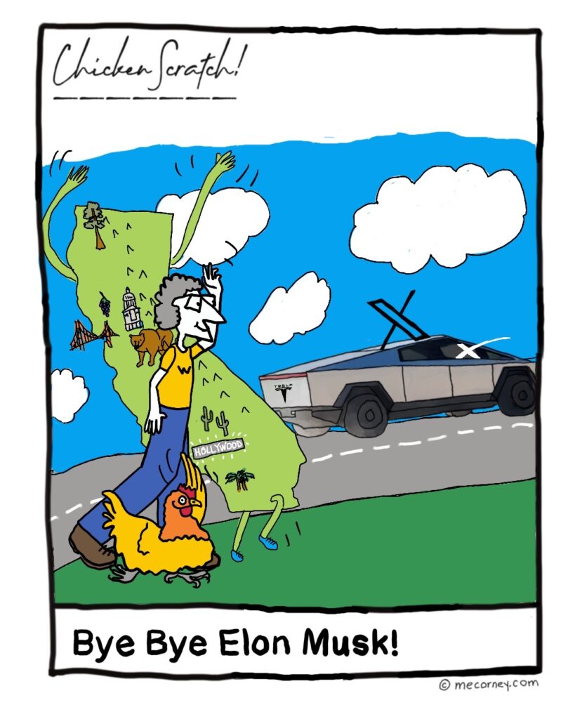 Comic saying goodbye to Elon Musk