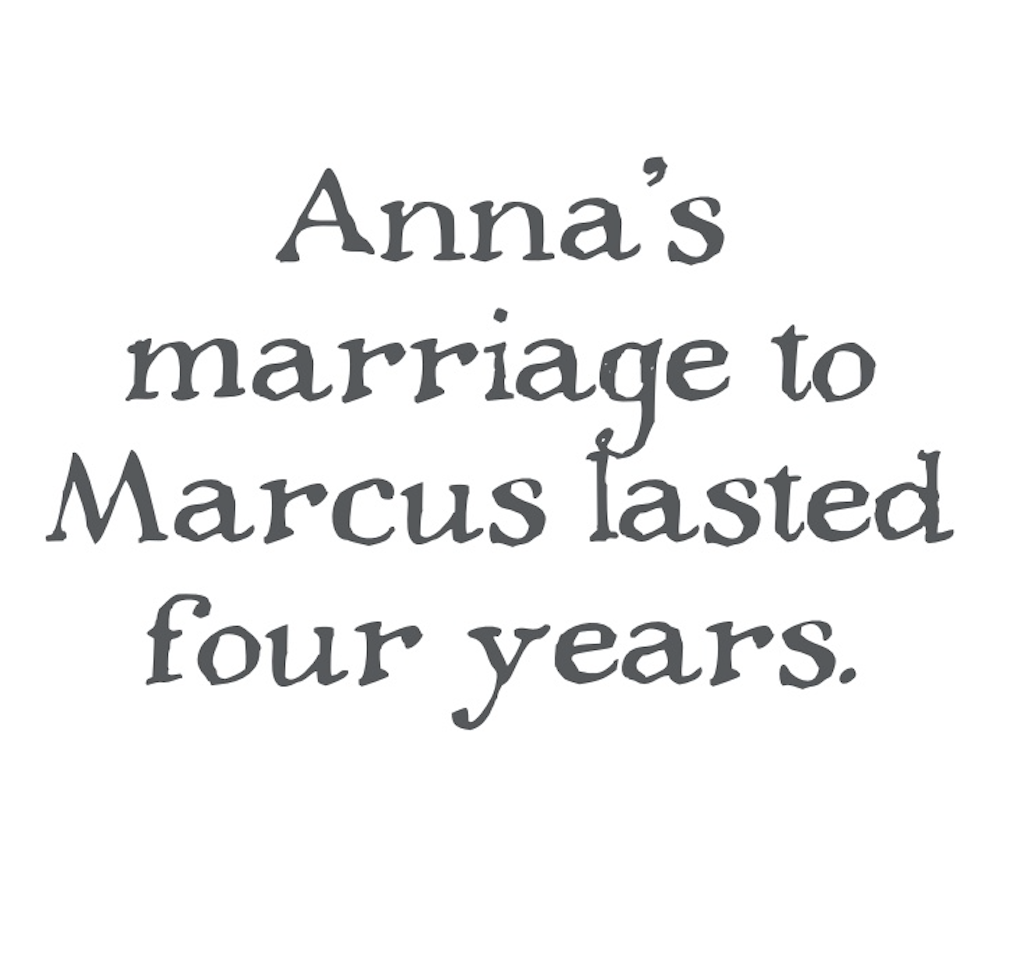 â€œAnnaâ€™s marriage to Marcus lasted four years.â€