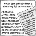 Would someone die from a nine-story fall onto cement?