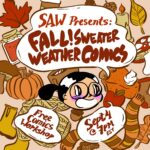 "Saw presents fall sweater weather comics free comics workshop sept 4 7pm et"